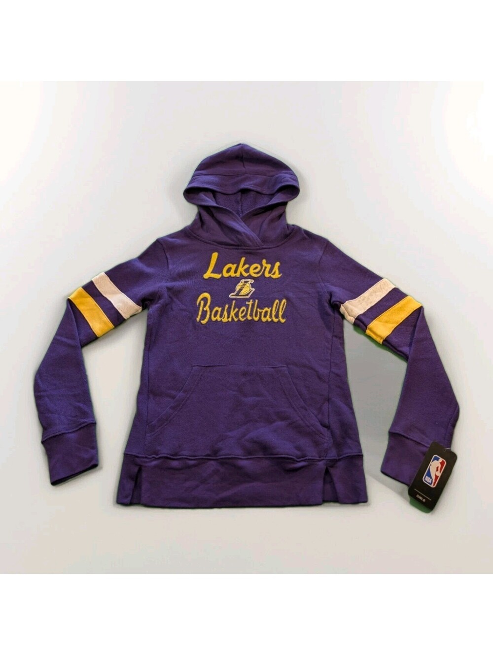 Girls NBA Lakers Purple Hooded Long Sleeve Tee Shirt Size L